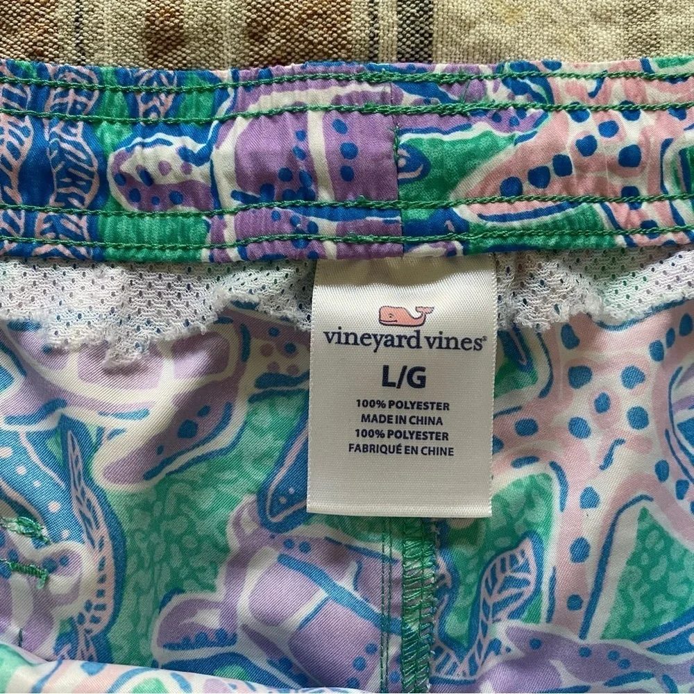Vineyard Vines Men’s Purple Blue Turtle Print Swim Shorts Trunks Large